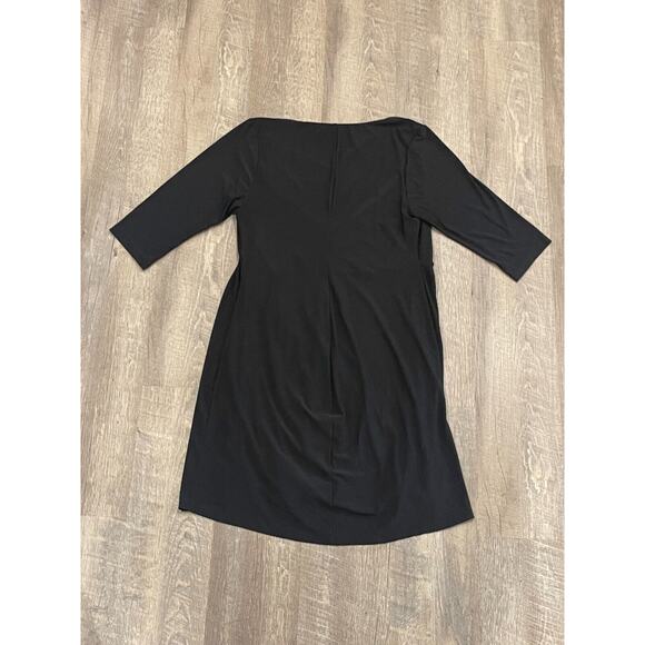 Igigi Dress Womens size 12 Black Draped Short Sleeve V Neck Made In USA - Picture 2 of 4